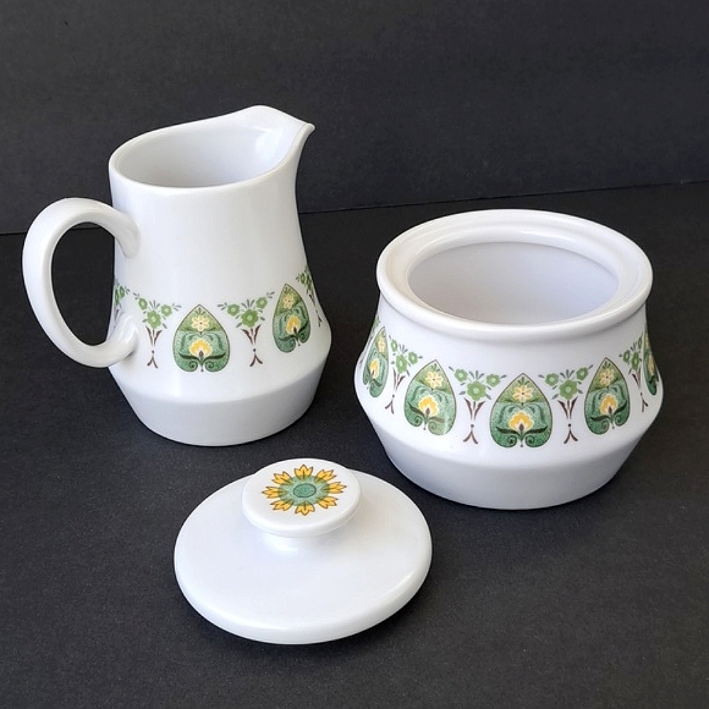 Vtg Noritake Progression China Palos Verde Pattern 9020 Creamer Sugar Bowl Set